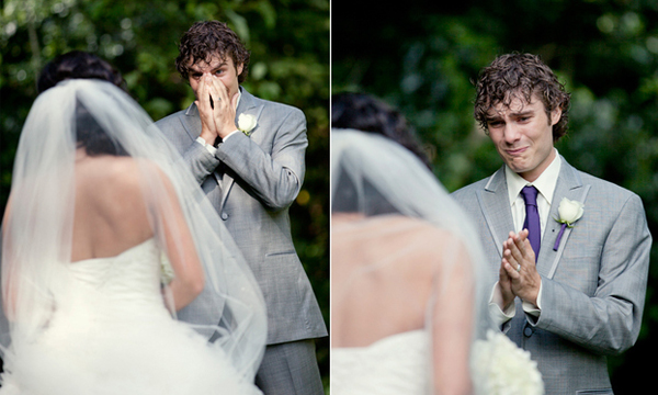 幸福男人淚 看見美麗新娘的感動瞬間攝影