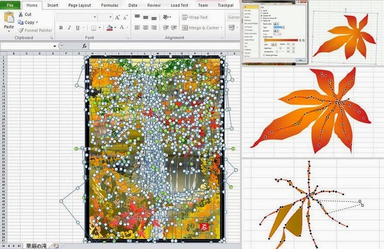 73歲Tatsuo Horiuchi以Excel繪製日本傳統畫作