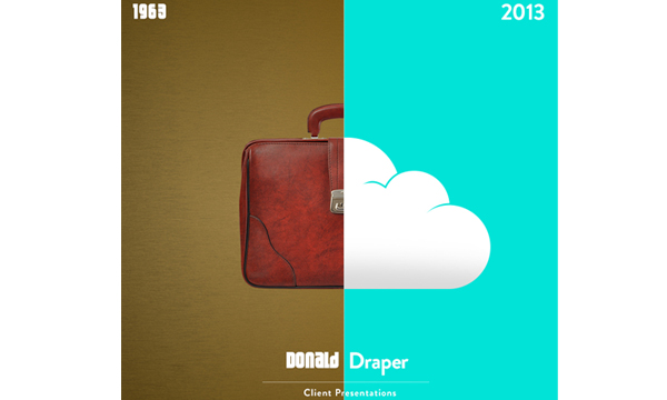 60年代v.s. 21世紀 Shutterstock對比趣味插畫設計