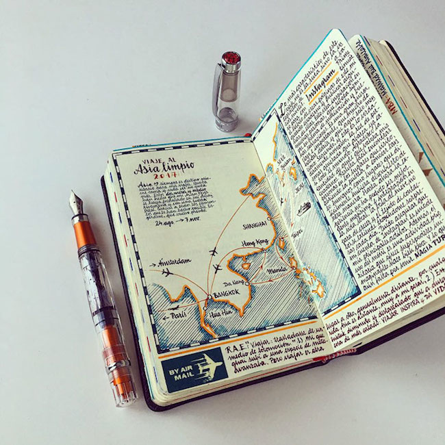 前航空工程師超細膩手繪紀錄環遊世界！裝滿12本Moleskine筆記的旅行藝術！14