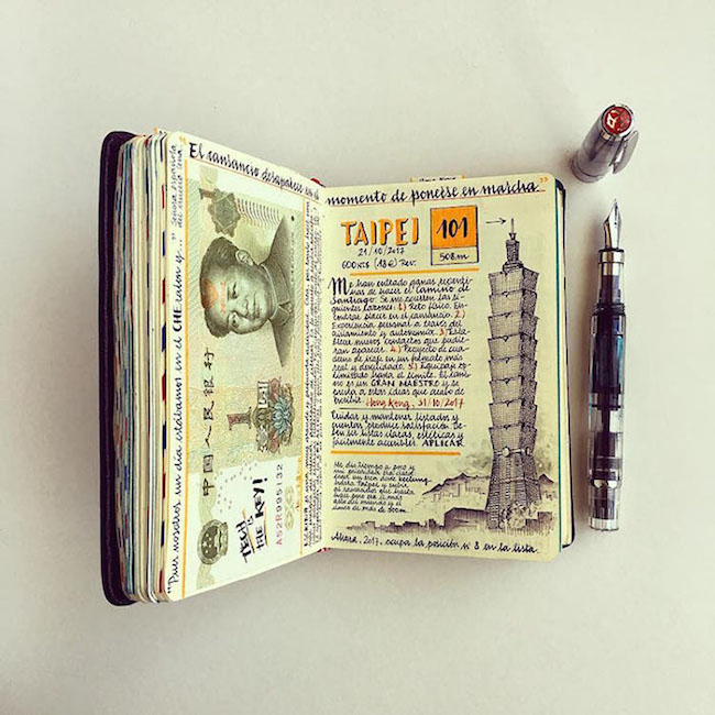 前航空工程師超細膩手繪紀錄環遊世界！裝滿12本Moleskine筆記的旅行藝術！1