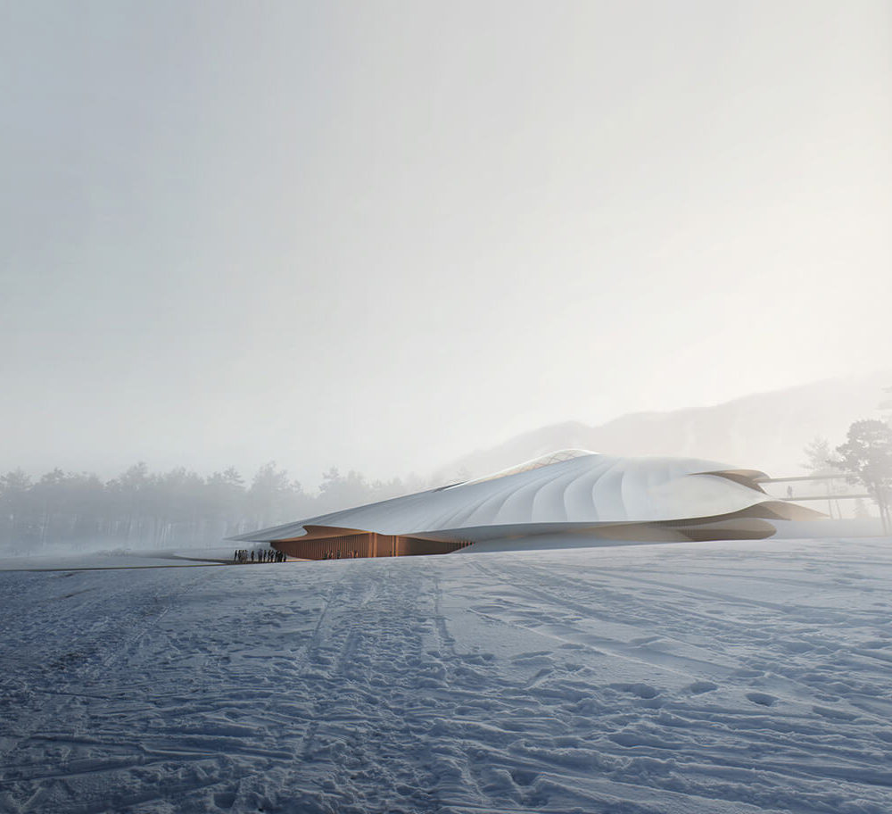 北方雪國的純白建築!馬岩松MAD建築團隊在中國東北邊際亞布力打造隱身雪地詩意建築
