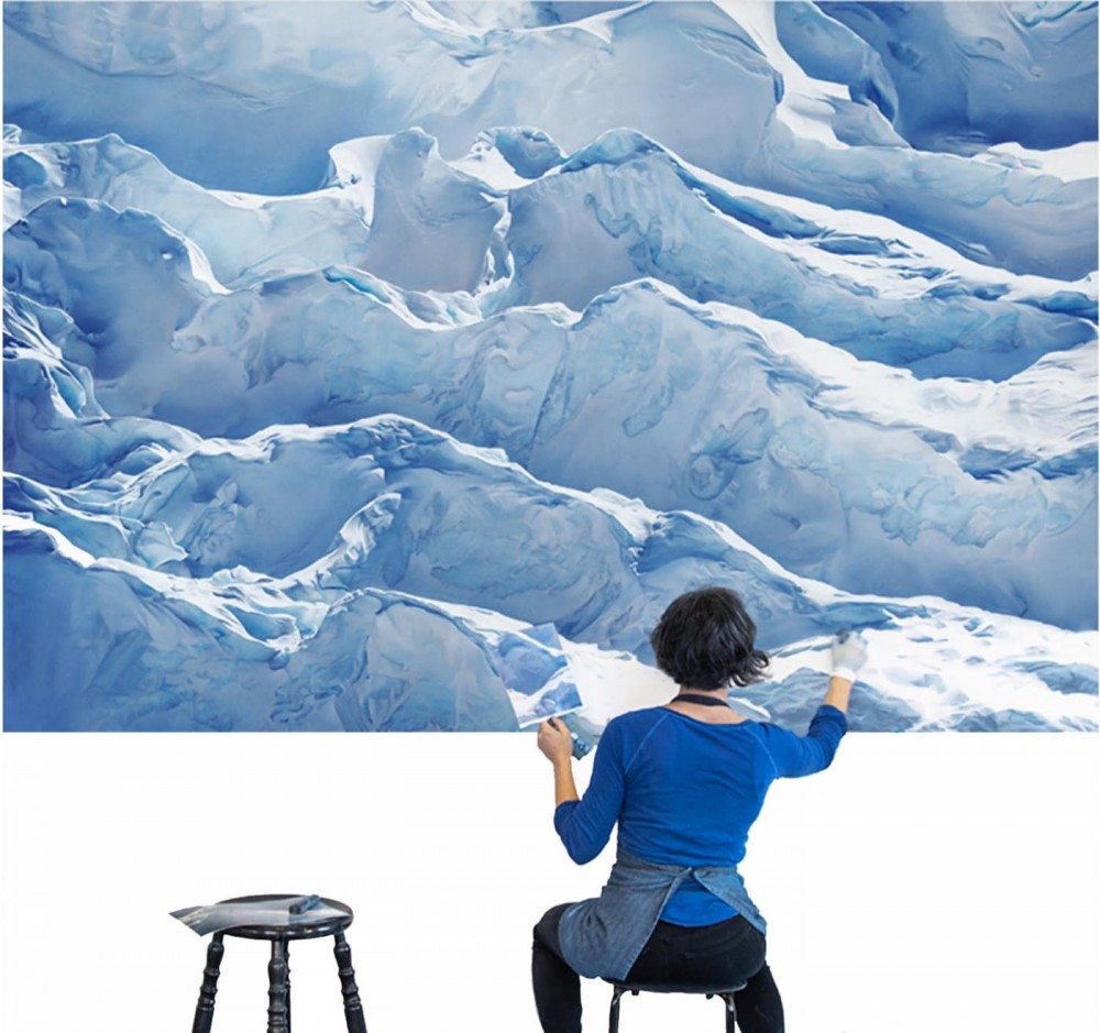 手指畫家Zaria Forman用粉彩繪出即將消逝的冰河美景