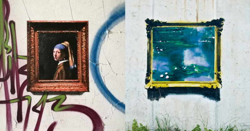 彷彿走錯空間的珍貴名畫再塗鴉