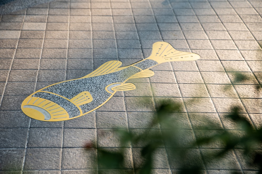 台中後巷腳下美景！插畫家丁原生「原生魚洄游」創作磚面讓髒汙暗巷化身彩繪魚川巷_06