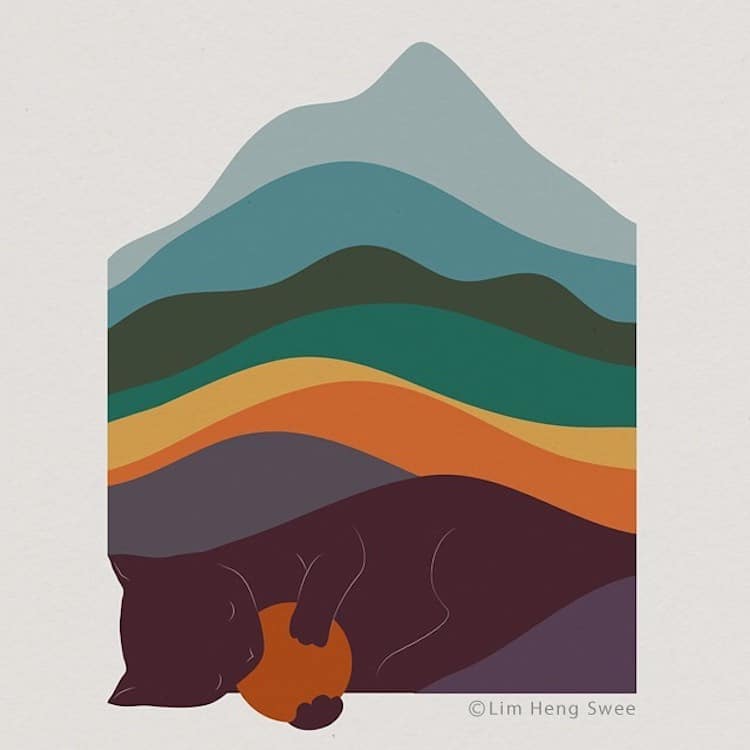 躲貓貓藝術!馬來西亞插畫家「貓咪風景」讓貓皇結合浮世繪、日出、山巒等景致_03 躲貓貓藝術!馬來西亞插畫家「貓咪風景」讓貓皇結合浮世繪、日出、山巒等景致_03