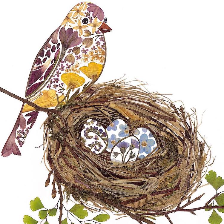 絕美碎葉押花拼畫！英國藝術家Helen Ahpornsiri將樹葉花草、蕨類製成精緻動物圖_05