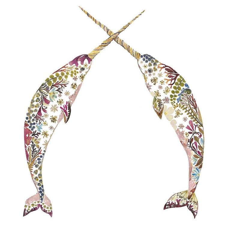 絕美碎葉押花拼畫！英國藝術家Helen Ahpornsiri將樹葉花草、蕨類製成精緻動物圖_15