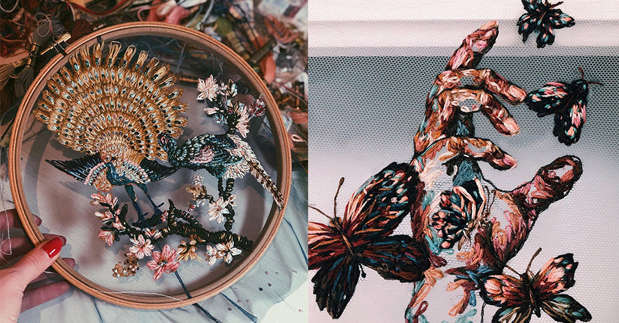 俄羅斯刺繡藝術家Katerina Marchenko用薄紗繡花展現斑斕世界 俄羅斯刺繡藝術家Katerina Marchenko用薄紗繡花展現斑斕世界