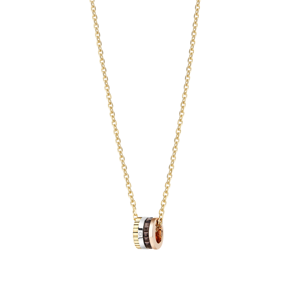 Quatre Classique XS pendant, 1 diamond, brown PVD, white, pink and yellow gold