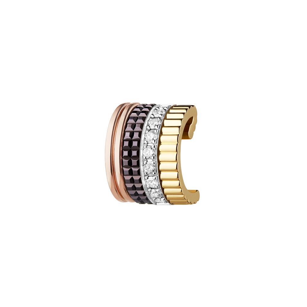Quatre Classique clip earring, diamonds, brown PVD, white, yellow and pink gold