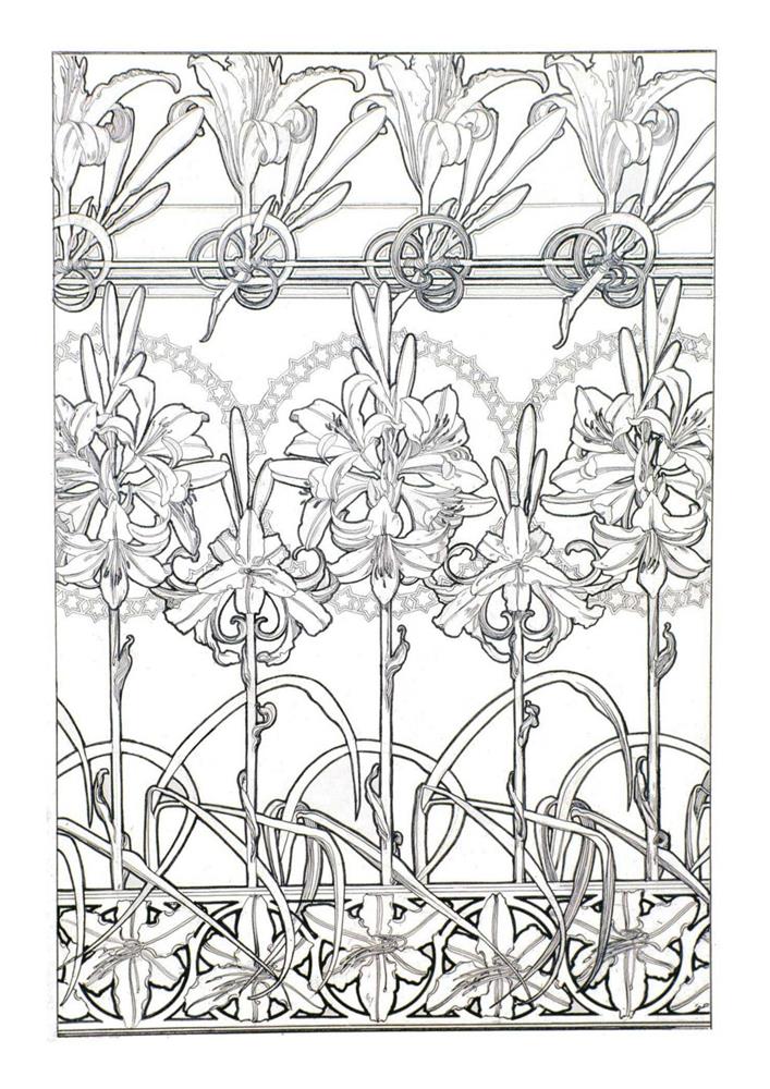 慕夏作品著色畫線上免費下載！「Colour your own Mucha」中感受唯美線條魅力05