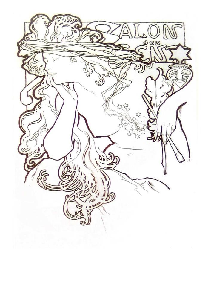 慕夏作品著色畫線上免費下載！「Colour your own Mucha」中感受唯美線條魅力03