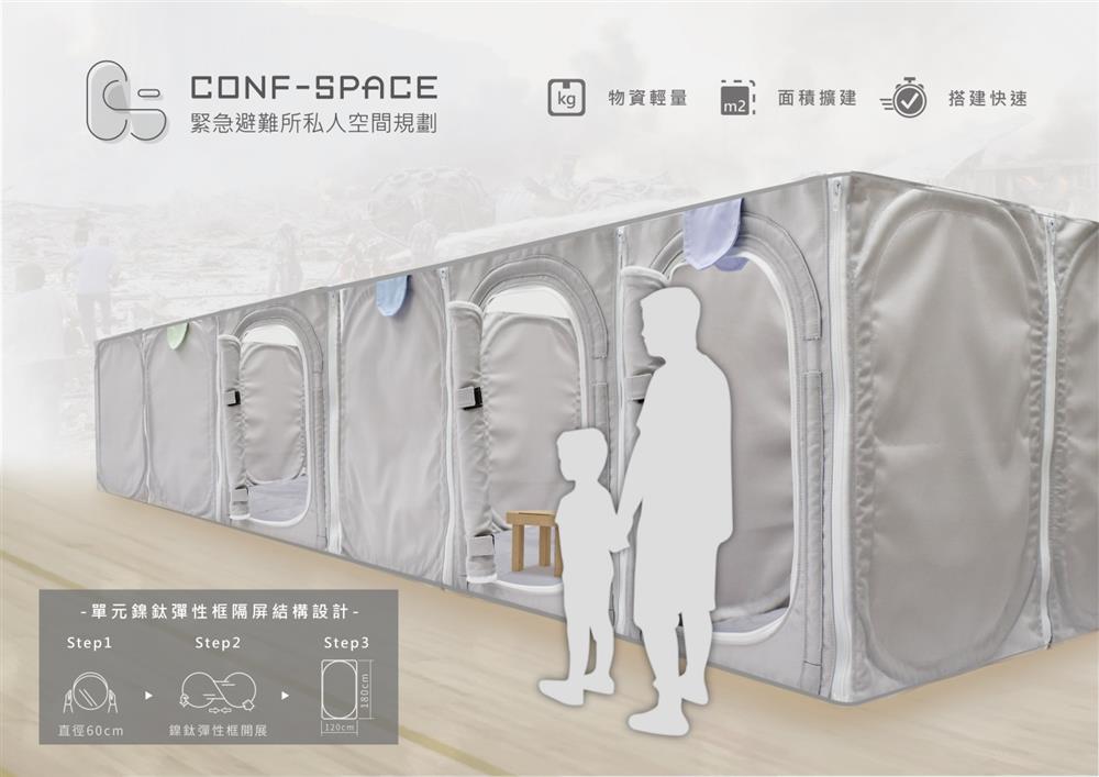 1社會設計類:「康思貝-緊急避難所私人空間之研究規劃」(林秀燕、李庭緯、林采蓉,台南應用科技大學商品設計系) 1社會設計類:「康思貝-緊急避難所私人空間之研究規劃」(林秀燕、李庭緯、林采蓉,台南應用科技大學商品設計系)