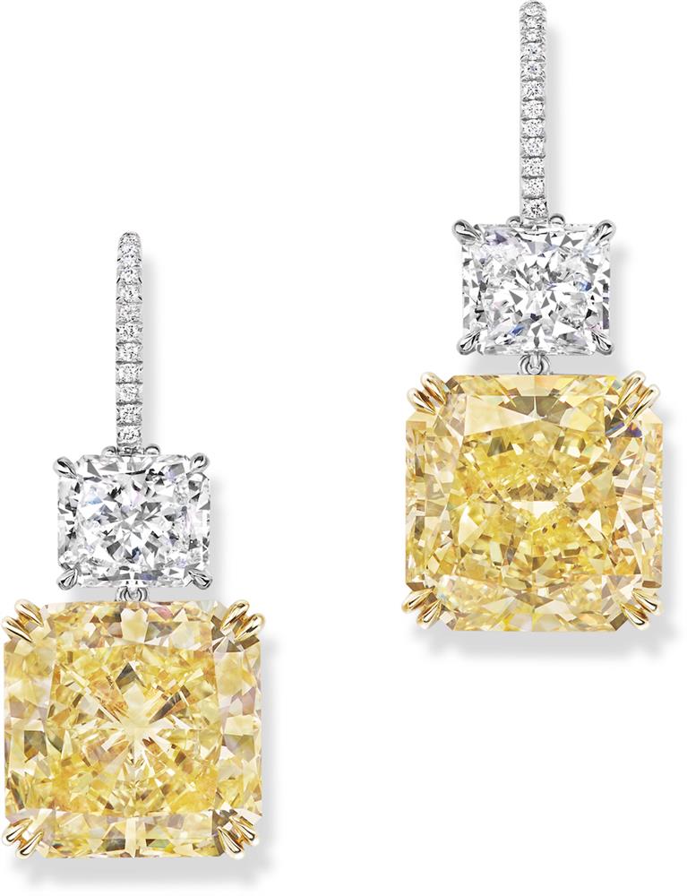 海瑞溫斯頓The Incredibles系列枕形切工黃鑽耳環