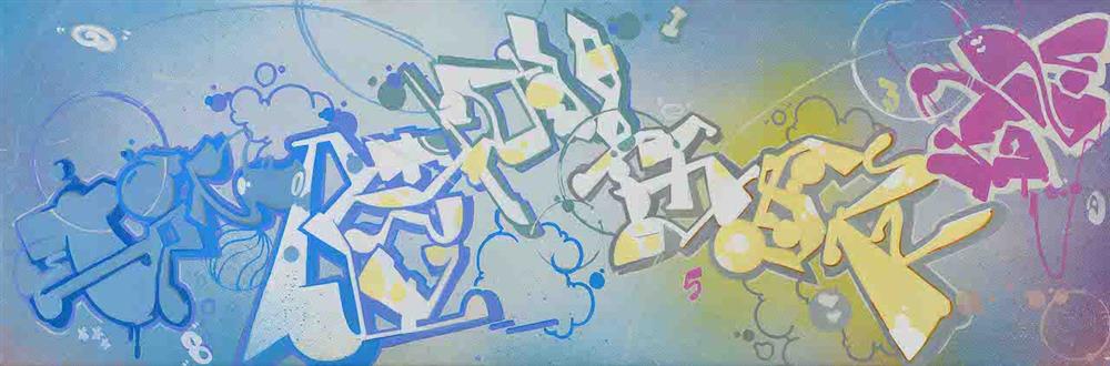 AIKS｜數字—壹 Numbers  ＂One＂ in Traditional Chinese Numerals｜2021｜壓克力、噴漆於畫布 Acrylic and Spray on Canvas｜20 x 60cm