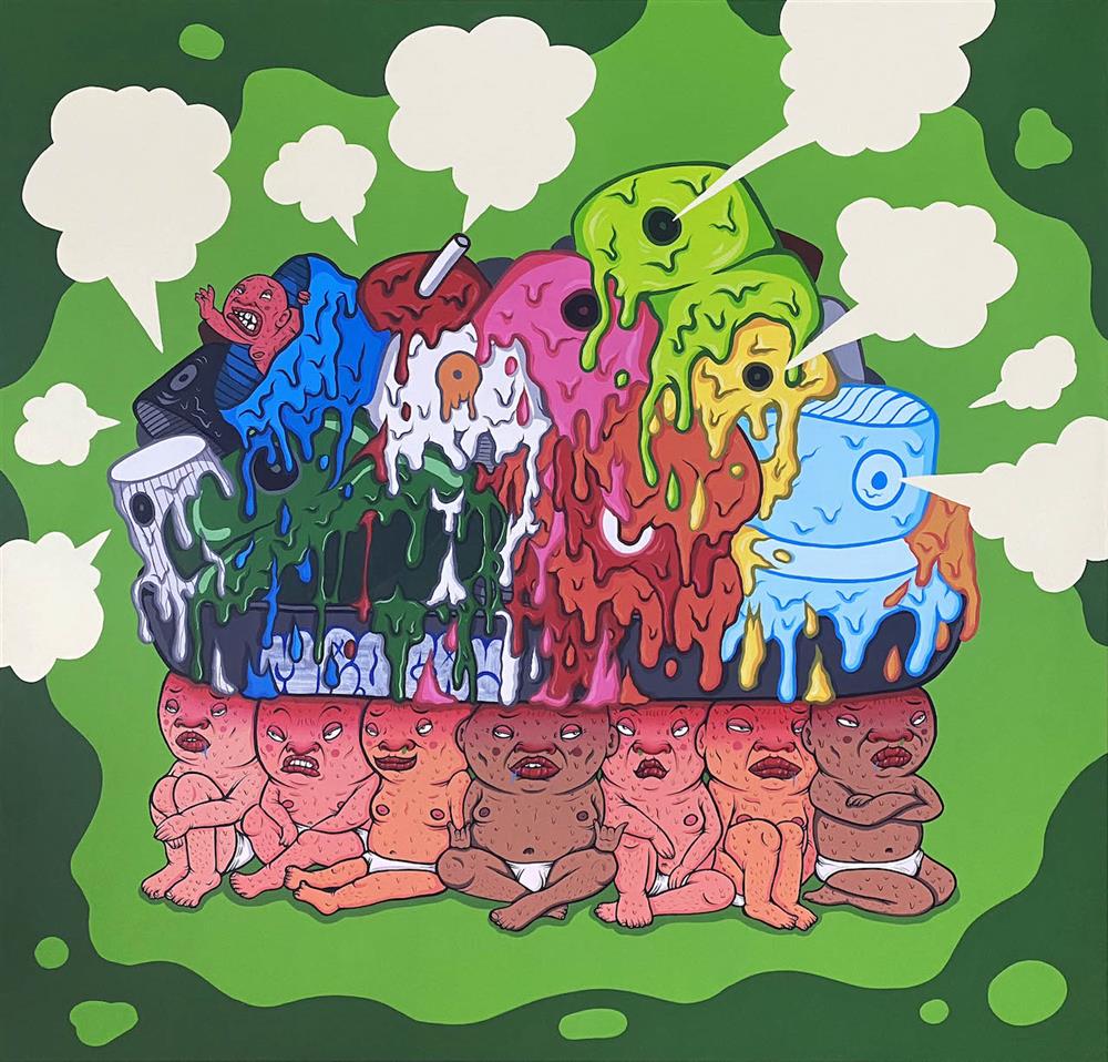 MR.OGAY｜高溫殺菌 High Temperature Sterilization｜2021｜壓克力於畫布 Acrylic on Canvas｜100 x 100cm