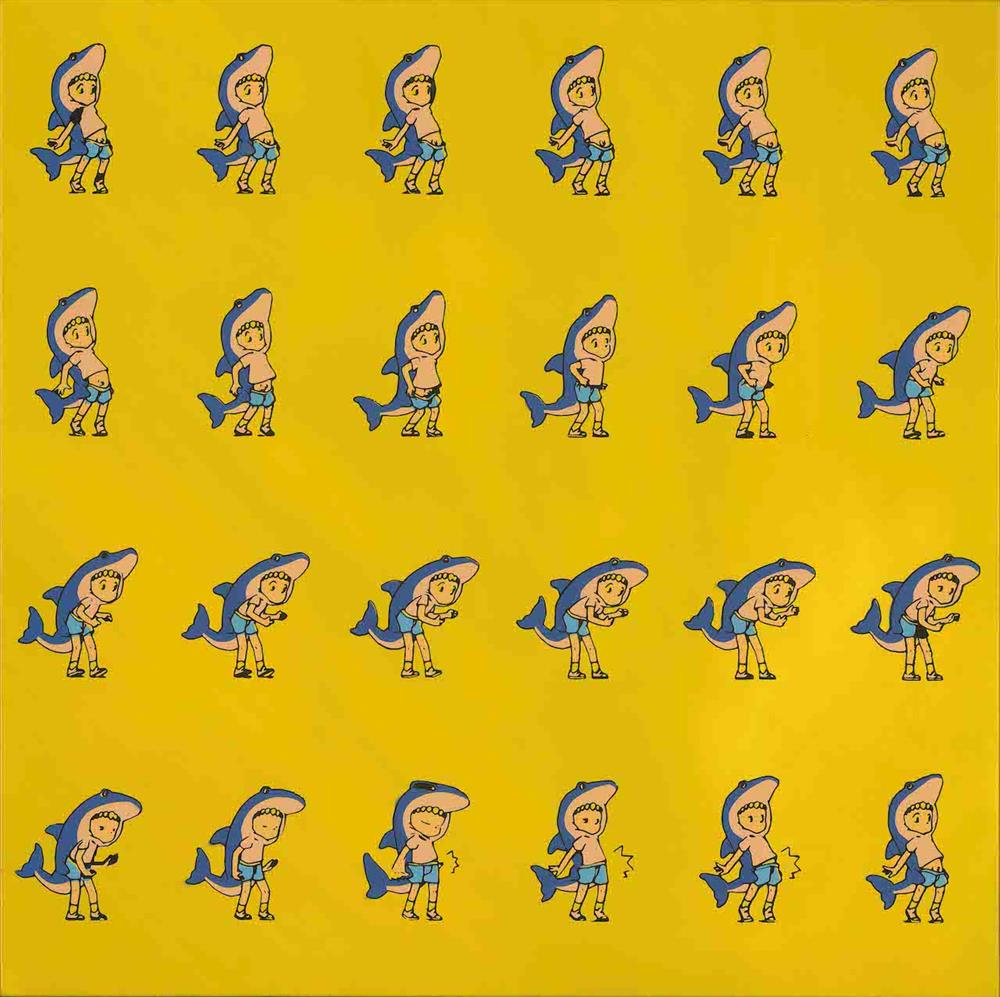 SONG｜咬男孩與大象 The Bitten Boy and The Elephant｜2021｜噴漆於畫布 Spray on Canvas｜80 x 80cm