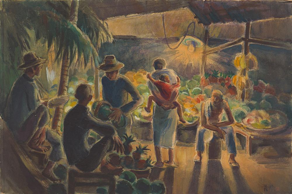 20. 藍蔭鼎，《南國之夜》，1940，水彩、紙，68.0 x 101.0 cm，私人收藏