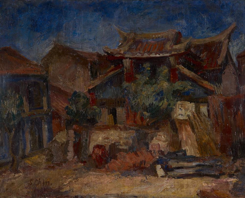 08. 陳植棋，《真人廟》，1930，油彩、畫布，80.0 x 100.0 cm，家屬收藏