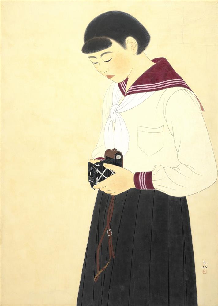 18. 林之助，《取景》，1938，膠彩、紙，91.0 x 72.7 cm，私人收藏