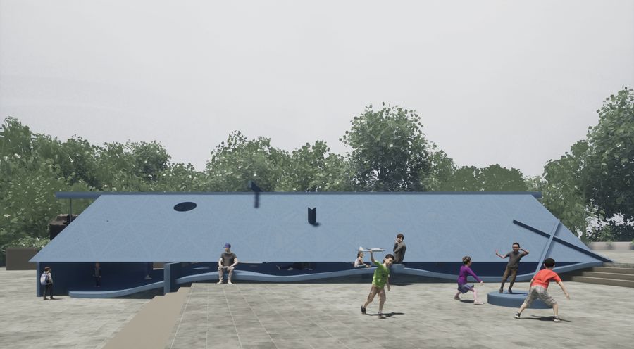 01_《藍屋Blue House》日間示意圖，「藍屋 Blue House」團隊提供。