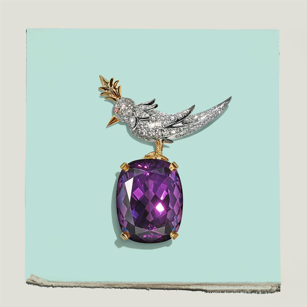 Tiffany _ Co. Schlumberger鉑金與18K金鑲嵌55.12克拉紫水晶與鑽石胸針 價格店洽 Tiffany _ Co. Schlumberger鉑金與18K金鑲嵌55.12克拉紫水晶與鑽石胸針 價格店洽