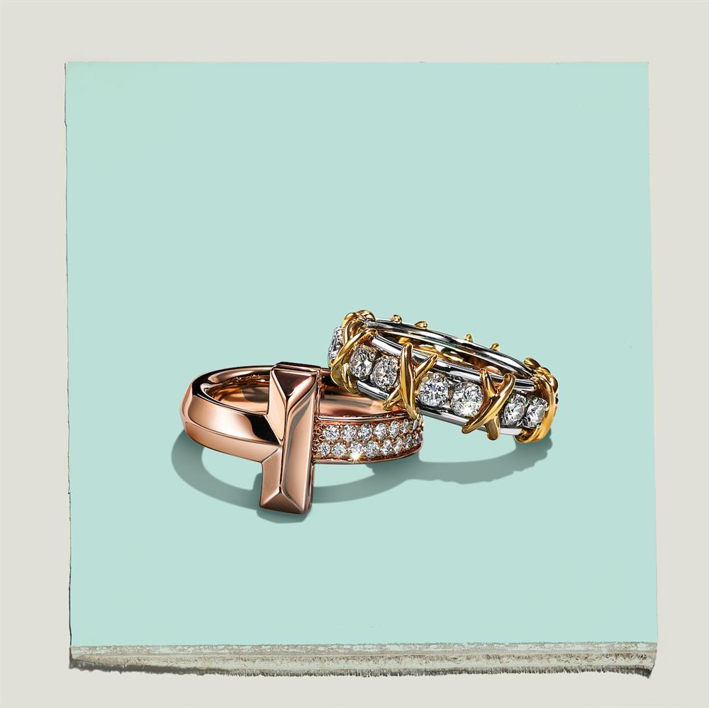Tiffany _ Co. Schlumberger十六石戒指 NT$381,000, Tiffany T1 18K玫瑰金寬版鑲鑽戒指 NT$134,000 Tiffany _ Co. Schlumberger十六石戒指 NT$381,000, Tiffany T1 18K玫瑰金寬版鑲鑽戒指 NT$134,000