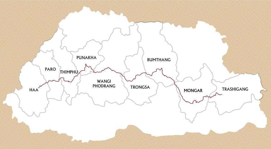 Trans Bhutan Trail Map Trans Bhutan Trail Map
