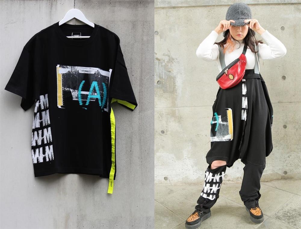 5. 設計師邱娉勻以2-3件t-shirt 改造成中性寬大的吊帶褲 5. 設計師邱娉勻以2-3件t-shirt 改造成中性寬大的吊帶褲