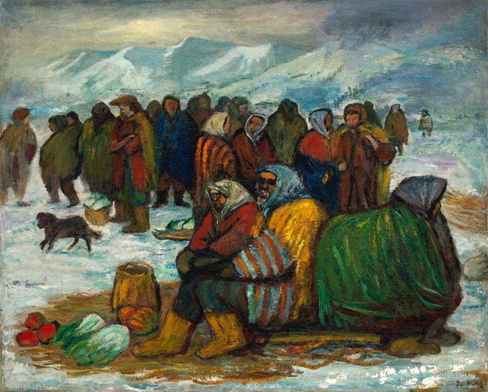 小檔5《山形市集》，1937，油彩、畫布， 120×162 公分，私人收藏。