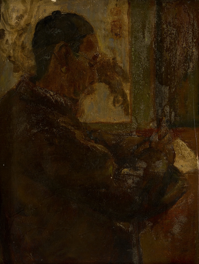 小檔3《父親像》，約 1933，油彩、畫布， 39.5×30.5cm 公分， June Hung 收藏。