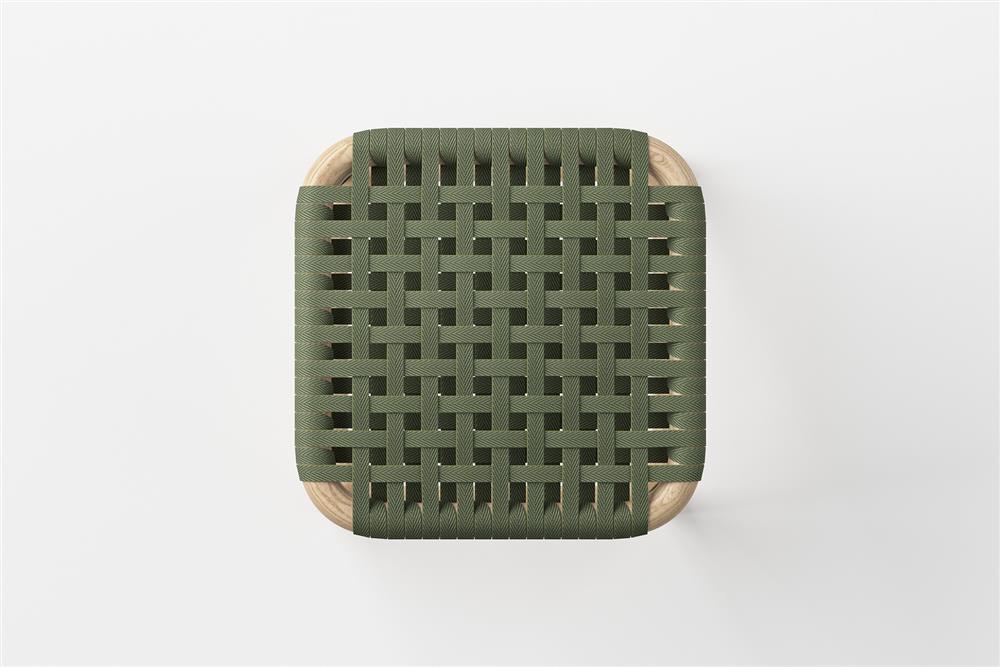 OOO 梣木凳雙色橄欖綠人字紋織帶 01