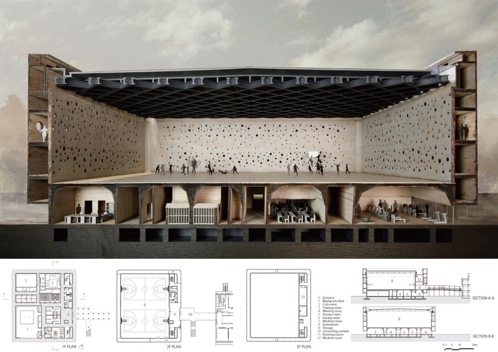 早稻田大學附屬本庄高中體育館hon-plans