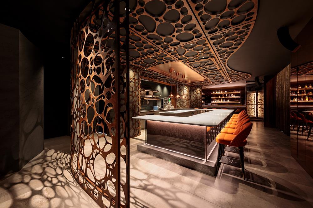 小檔CIMES君尹 客座區開放式廚房和酒吧（亞卡默設計提供）