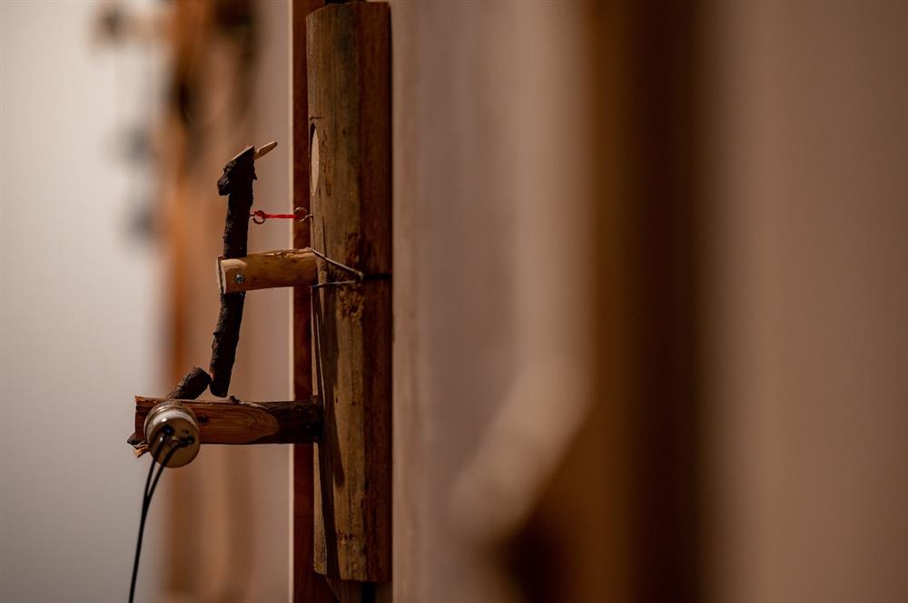 蔡咅璟,《在海拔兩千公尺震動-祂跟我說》啄木鳥裝置,2021 蔡咅璟,《在海拔兩千公尺震動-祂跟我說》啄木鳥裝置,2021