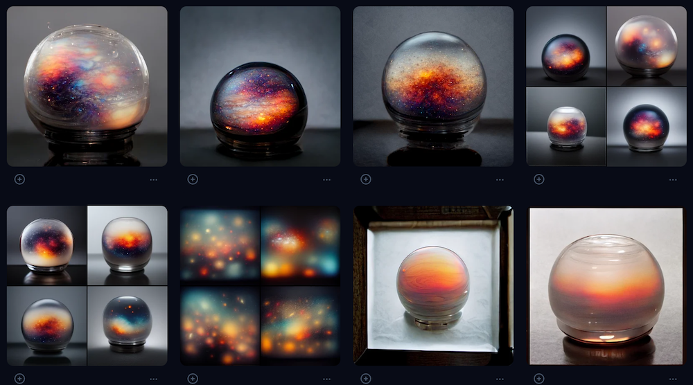 圖 2：前期以 AI 繪圖軟體 Midjourney 實驗各種版本的視覺元素