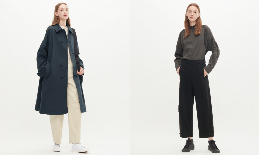 UNIQLO U 2022秋冬系列4女裝U單排釦大衣_NT3,990_穿搭圖(1)、女裝U寬版廓形休閒褲_NT990_穿搭圖(1)