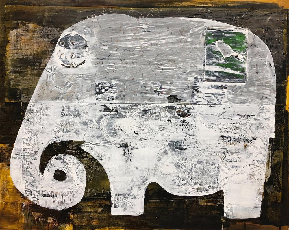 大未來林舍＿劉時棟Shih-Tung LIU_玉象Jade Elephant_130x162 cm_複合媒材·畫布Mixed media on canvas_2022