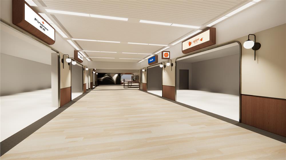 02. 誠品生活捷運敦化店集結潮流、品味、饗食三大主題品牌廊道，打造成具有「列車窗景」造型的「中繼車站」。