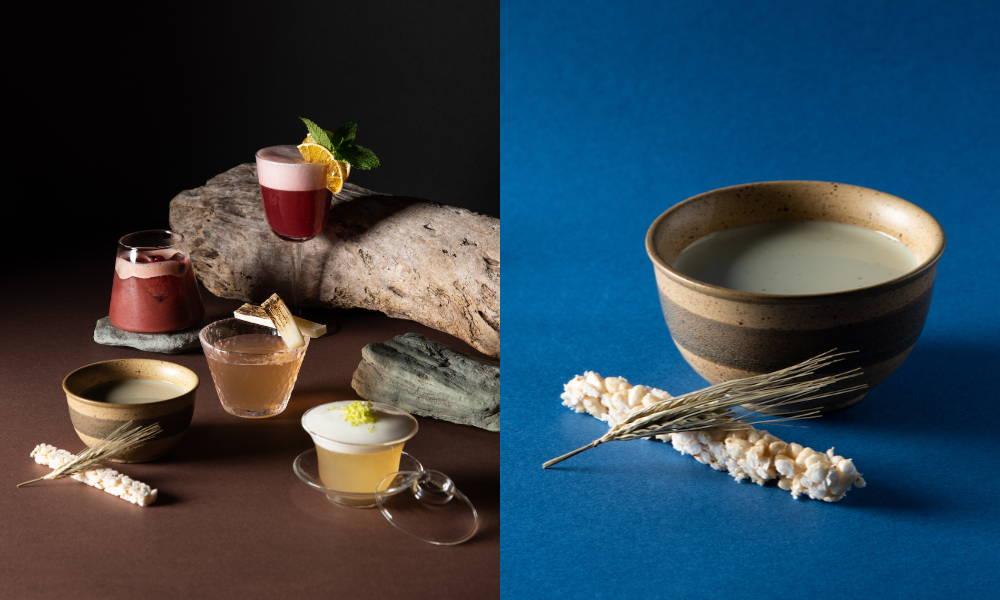 冬季調酒（左）日式玄米奶酒（右）