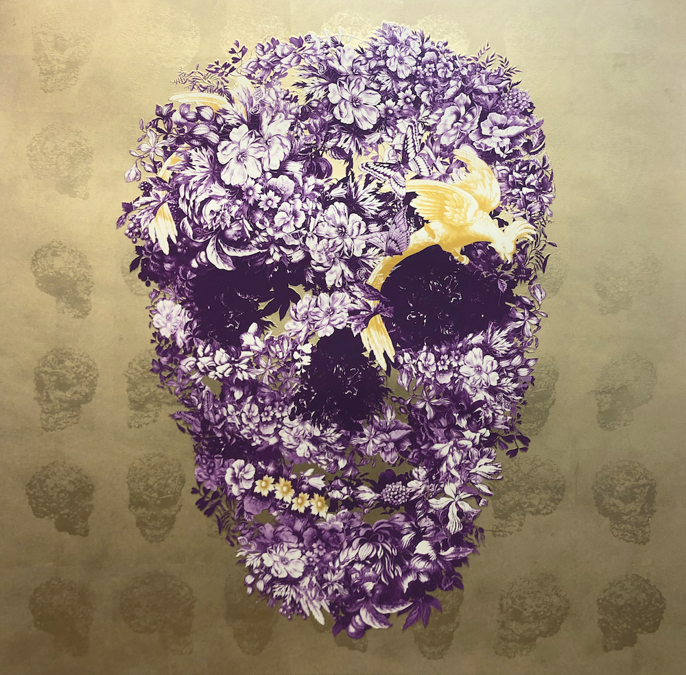 Floral Skull - 10 Year Anniversary Edition, 2018, Screenprint with gold leaf_TAO ART 提供