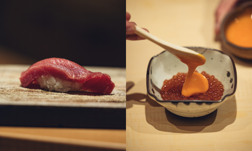 「登龍門」_菜色_鮪魚中腹&鮭魚卵 「登龍門」_菜色_鮪魚中腹&鮭魚卵