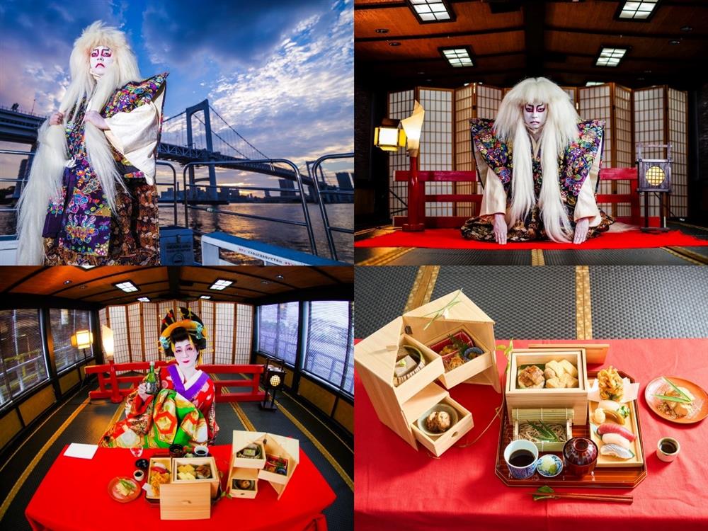 圖4:全新的屋形船體驗「江戶前 粋之屋形船路線」集結了江戶美食、創新的日本舞蹈影像欣賞。(圖片來源:Ⓒ江戶前汽船) 圖4:全新的屋形船體驗「江戶前 粋之屋形船路線」集結了江戶美食、創新的日本舞蹈影像欣賞。(圖片來源:Ⓒ江戶前汽船)