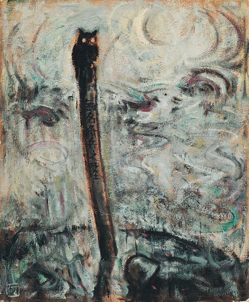 小檔北美館2023展覽6何德來，《終戰》，1950，油彩、畫布，45.5 × 38 公  分。臺北市立美術館典藏。