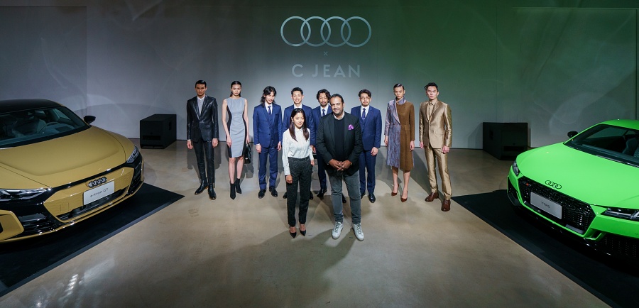 小檔台灣奧迪 x 時尚設計師C JEAN簡君嫄圖1：C JEAN運用永續材質與細膩剪裁的時裝，呼應Audi TT RS Coupé與Audi e-tron GT的車款設計，並由「世界秩序WORLD ORDER」為舞台呈現畫龍點睛。