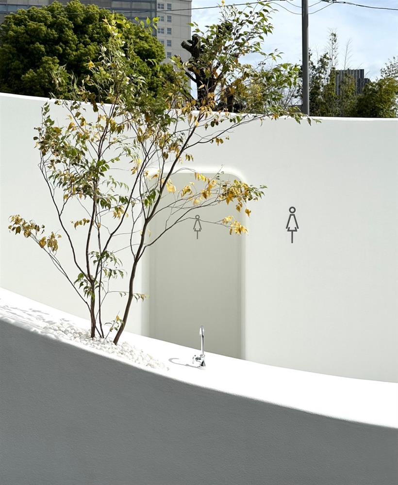 種植於洗手台一側的小樹。(圖片來源:Sou Fujimoto藤本壮介Twitter) 種植於洗手台一側的小樹。(圖片來源:Sou Fujimoto藤本壮介Twitter)