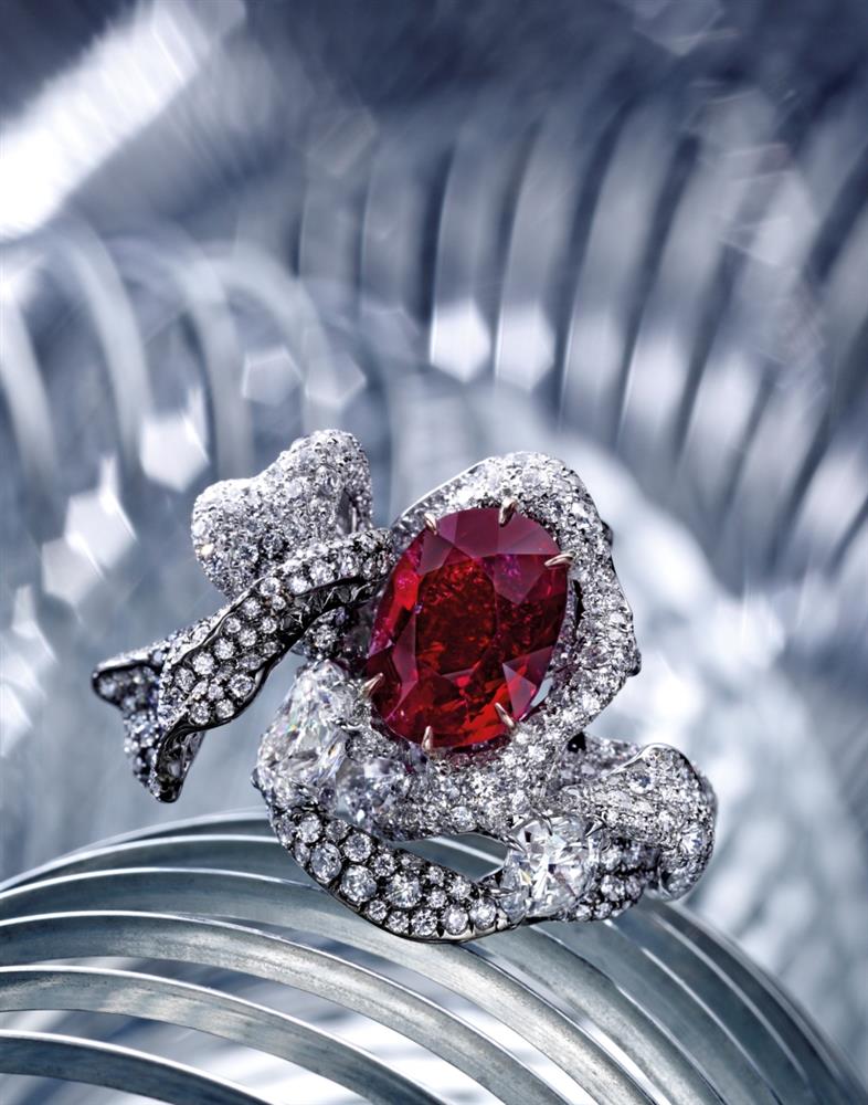 8.03克拉緬甸無燒鴿血紅紅寶石緞帶戒指