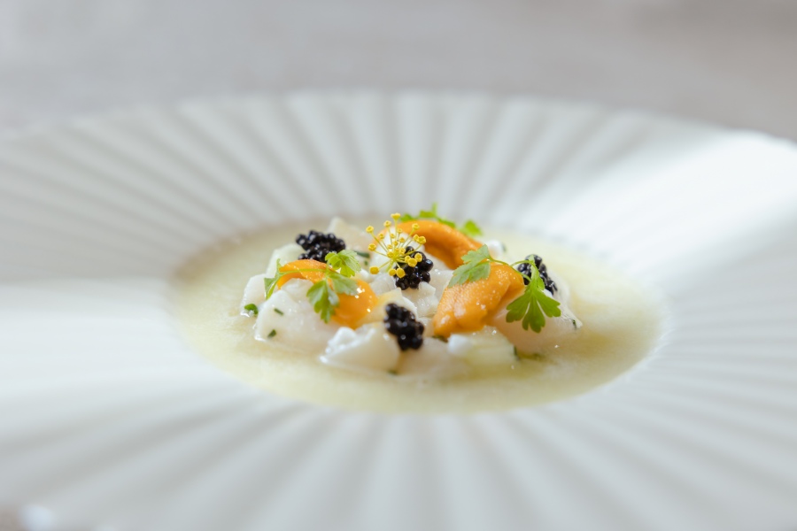 batch_方蒔 the FRONT HOUSE-海島風情-生醃干貝、海膽、海令魚卵、高麗菜酸、優格、青蘋果