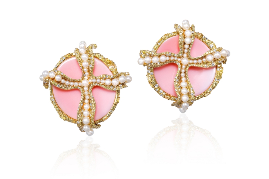 batch_1.【一五一十 ‧ 讓愛聚首】慈善藝術珠寶-演員暨製作人林心如配戴1510 Charity Art Jewel by Cindy Chao胭脂貝珍珠耳環